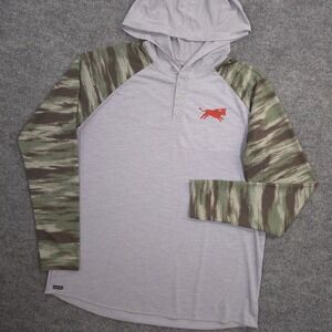 ANETIK Fuse Henley Hoodie Mens M Alloy Camo Lightweight Performance Mesh UPF